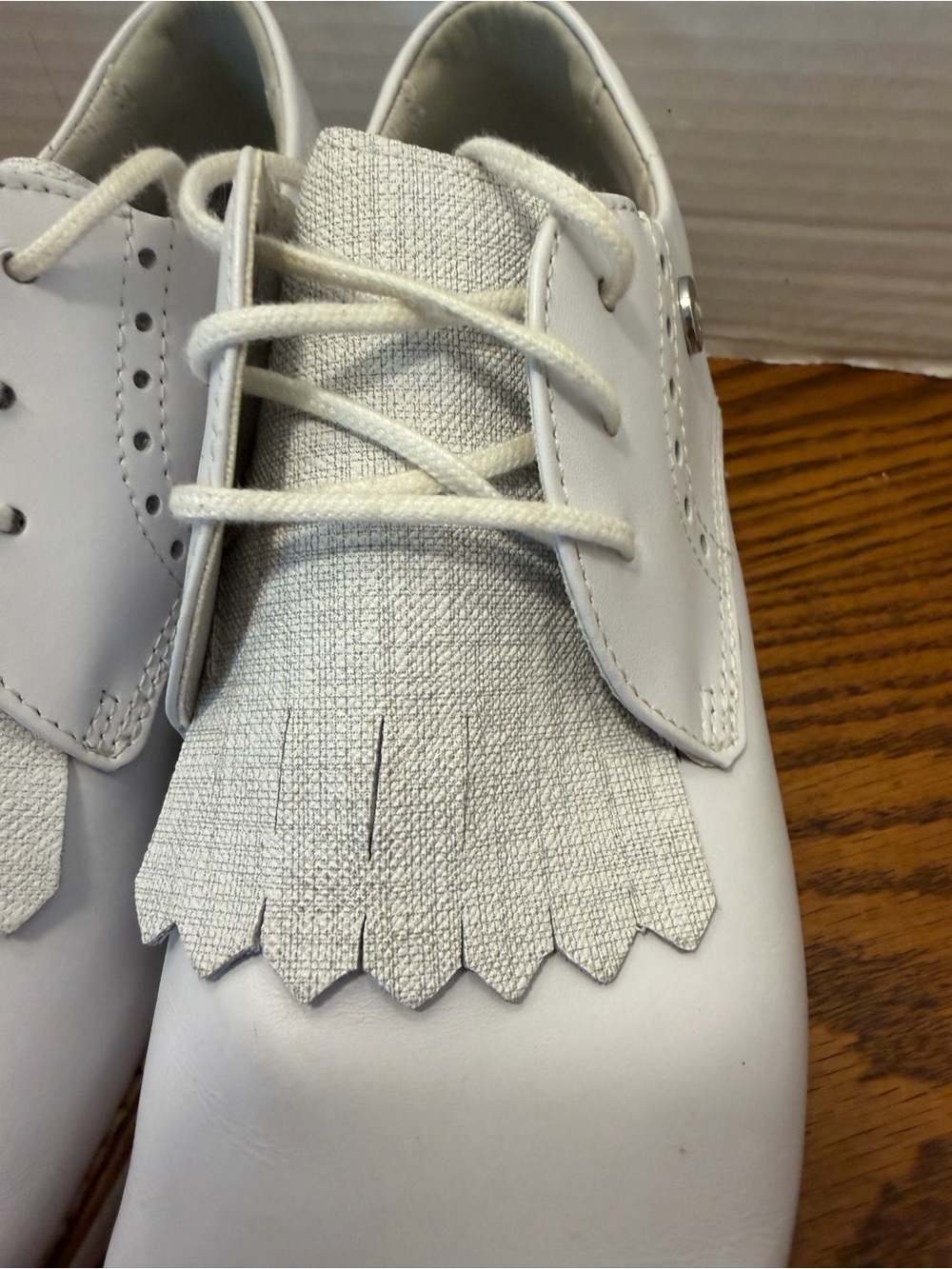 Footjoy golf shoes woman’s classic White Lace-Up Oxford Shoe with Fringe Kiltie - Picture 8 of 13